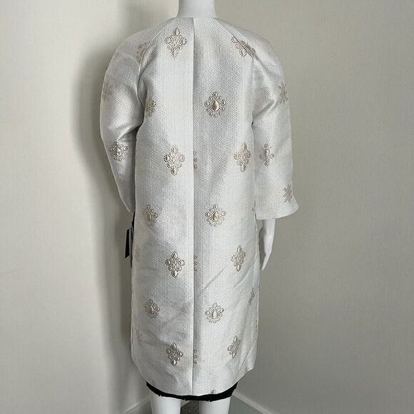 Carlisle Collection Womens Amelia Jacket Size 4 Metallic White Gold Embroidered - Picture 11 of 11